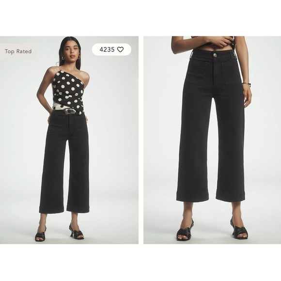 Maeve by Anthropologie Denim - Maeve Anthropologie The Colette Cropped Wide Leg Jeans Black Size 26 High Rise